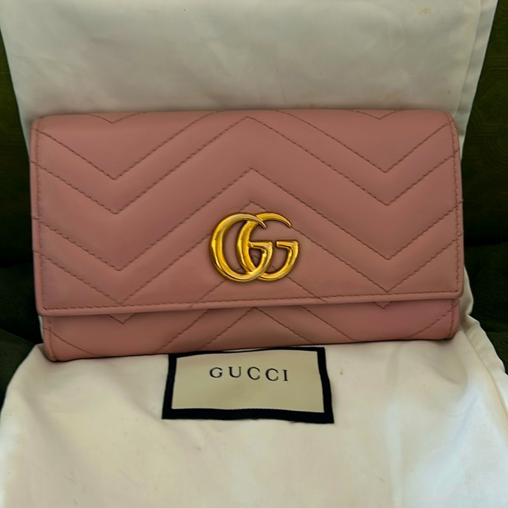 Gucci Calfskin Matelasse GG Marmont Continental🩷🩷🩷 Perfect Pink💛💛💛